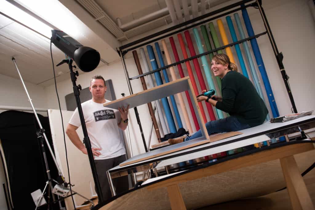 Making-of de la photo, conception de la boîte pour le tournage.