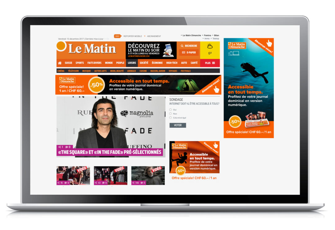 Le site web du matin dimanche à l'intérieur d'un mac book.