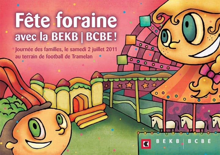 Affiche pub pour la fête forraine avec la BCBE.