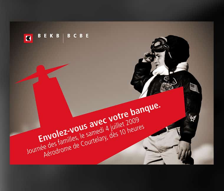 Affiche pub pour s'envoler avec la BCBE.