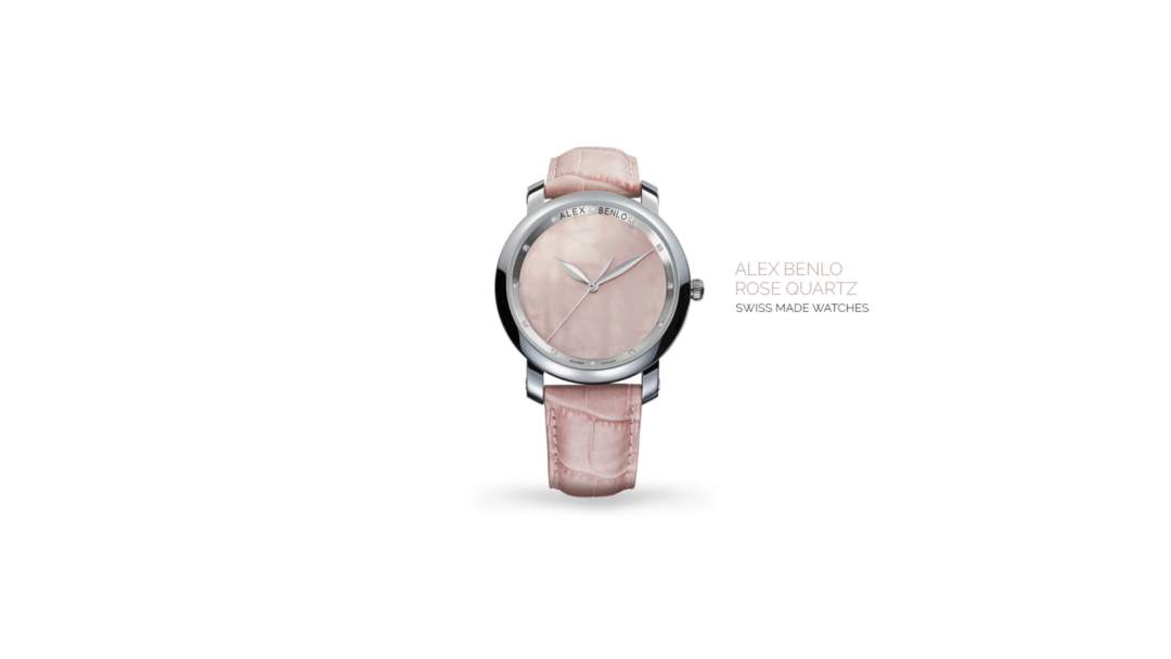Image d'une photo d'une montre à quartz rose sous lumière.
