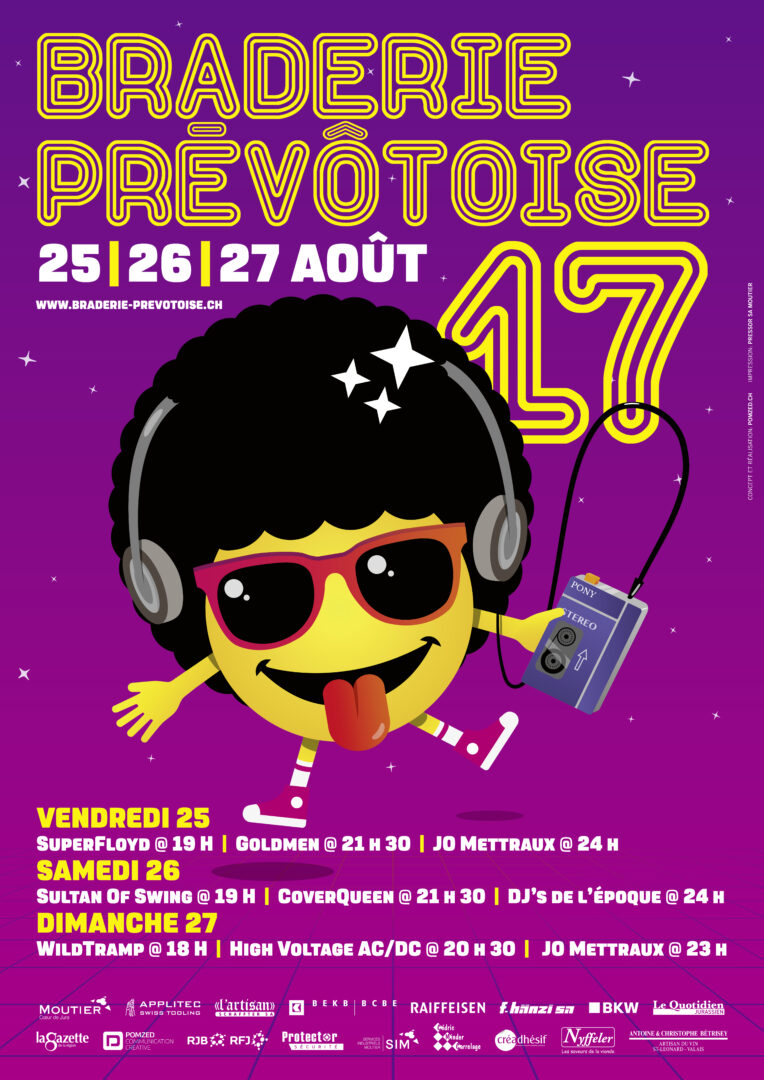 Affiche de la braderie prévôtoise 2017 se déroulant du 25 au 27 août.