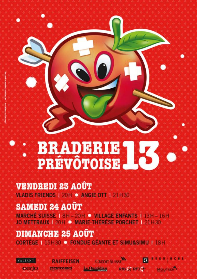 Affiche braderie 2013 avec comme mascotte une tomate.