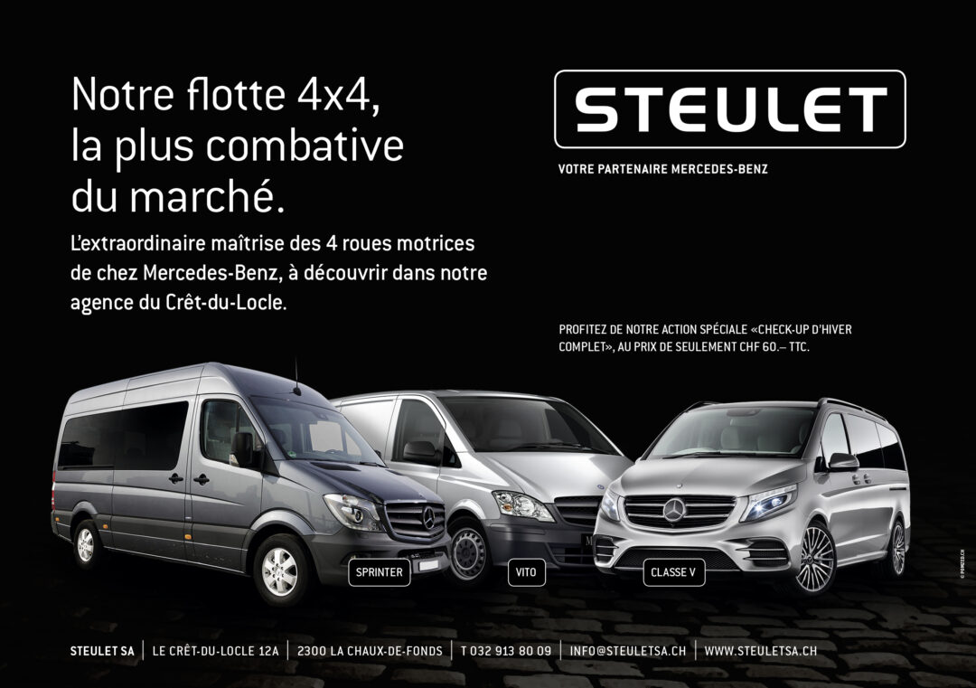 Affiche publicitaire pour les Mercedes 4x4.