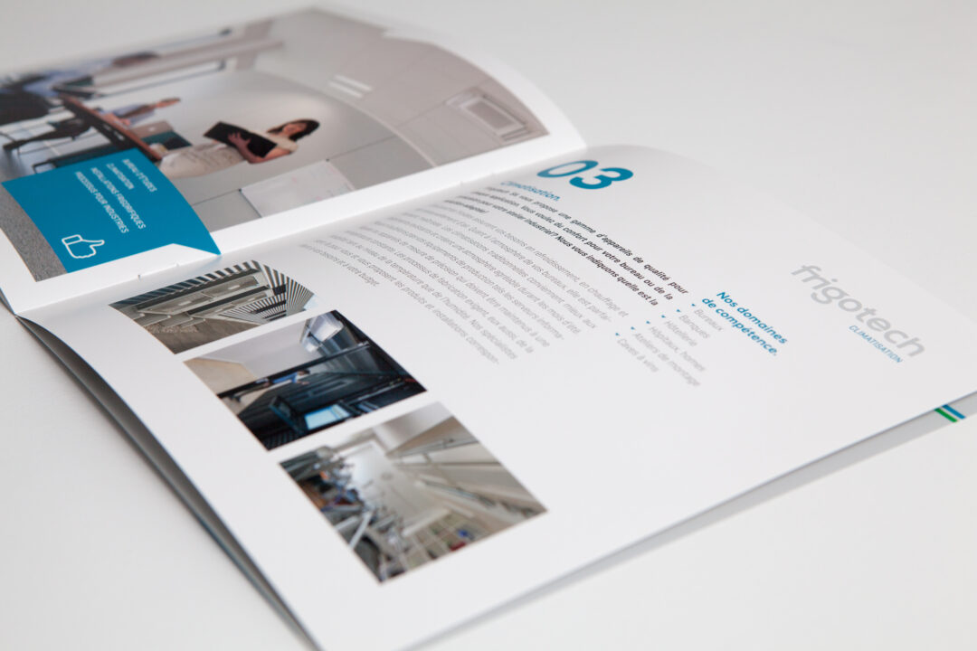 Brochure de l'entreprise frigotech ouverte à la page du troisième point.