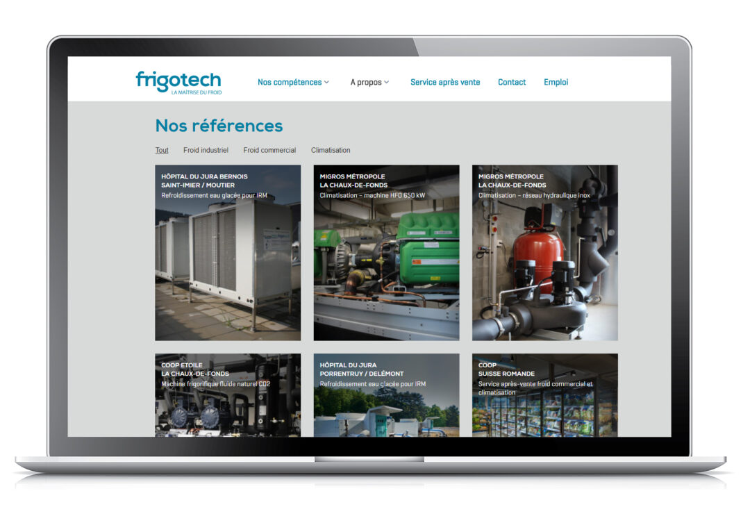 Site web de frigotech partie "Nos références".