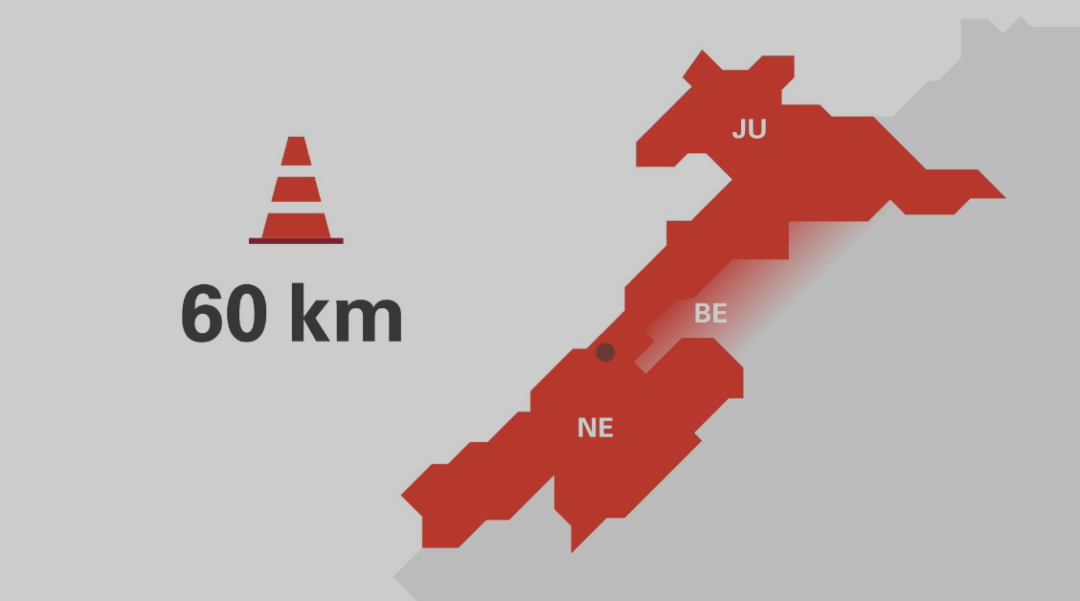 Aperçu de la vidéo en motion design pour ArcExpress montrant sur une carte les cantons touchés par le projet