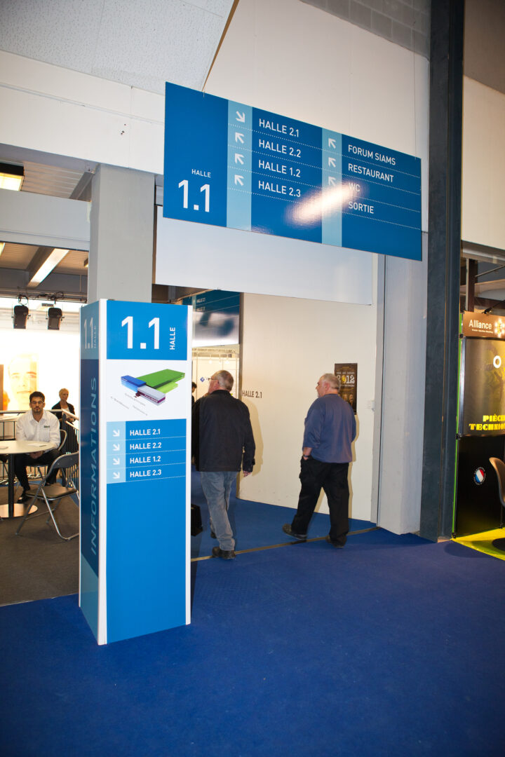 Signalétique des différentes salles du bâtiment - SIAMS 2012.