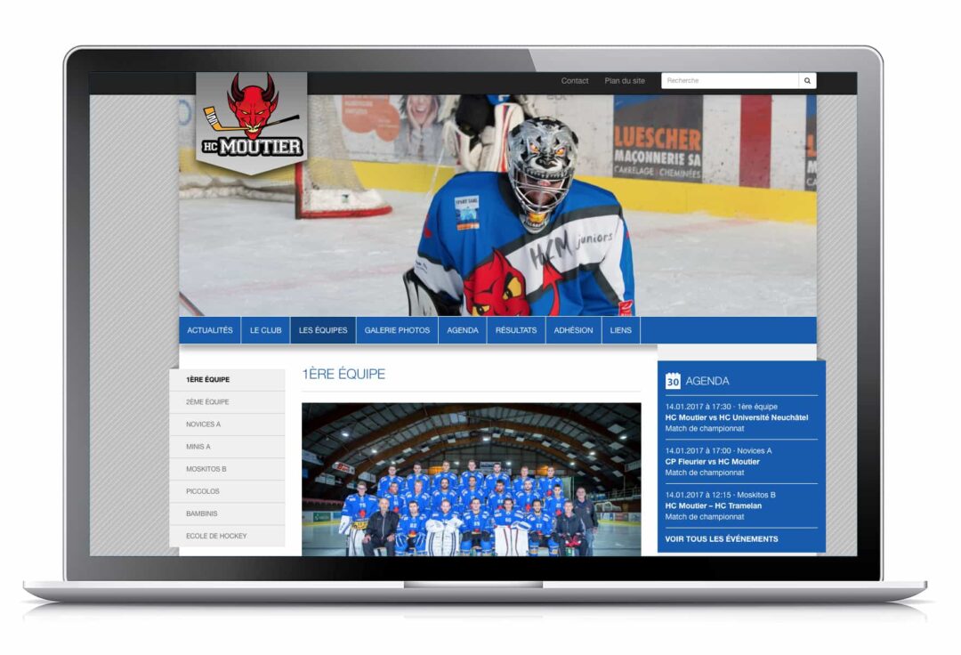 Image d'accueil du nouveau site internet du HC Moutier.
