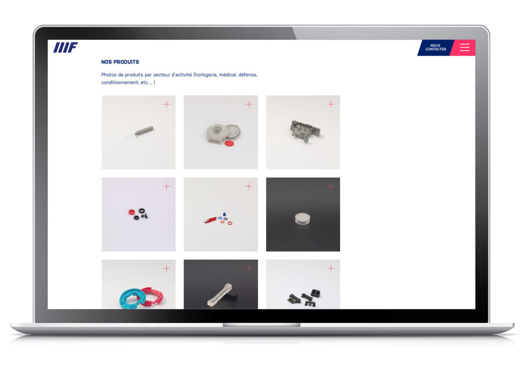 Page "nos produits" du site internet.