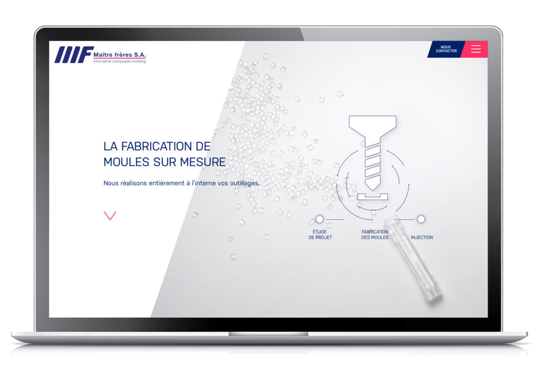 Page du site internet concernant la fabrication de moules sur mesure.