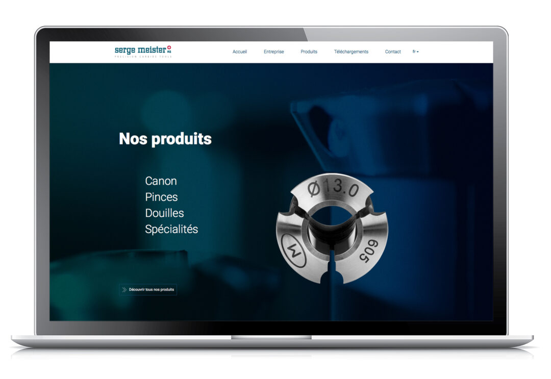Page "Nos produits" du site internet avec une liste présentant les différents type de produits.