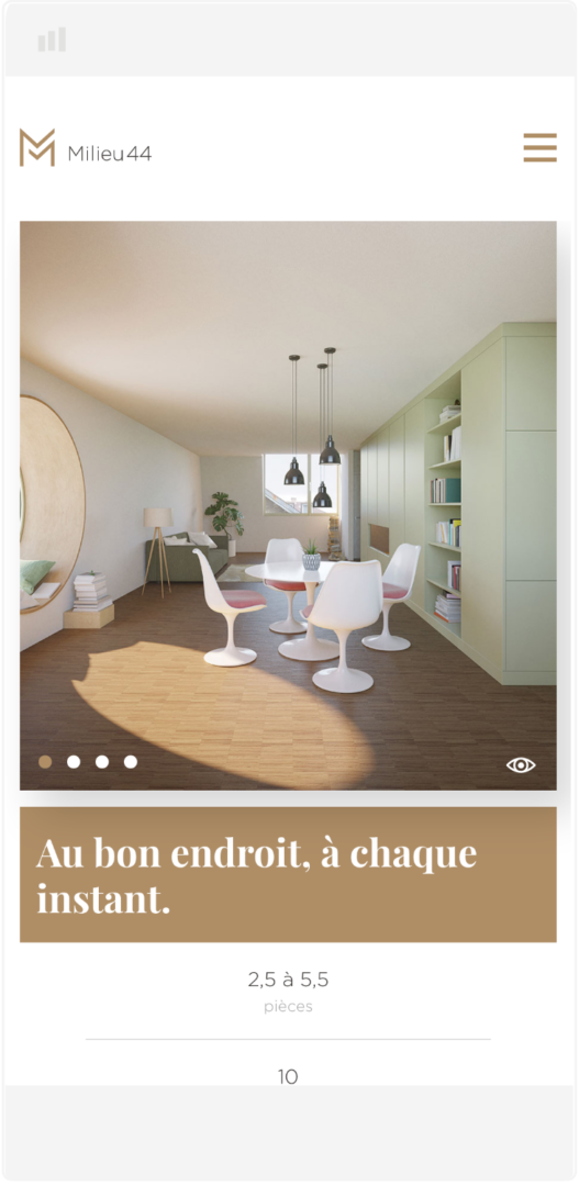 Aperçu de la version mobile de la page d'accueil du site internet présentant un diaporama de photos