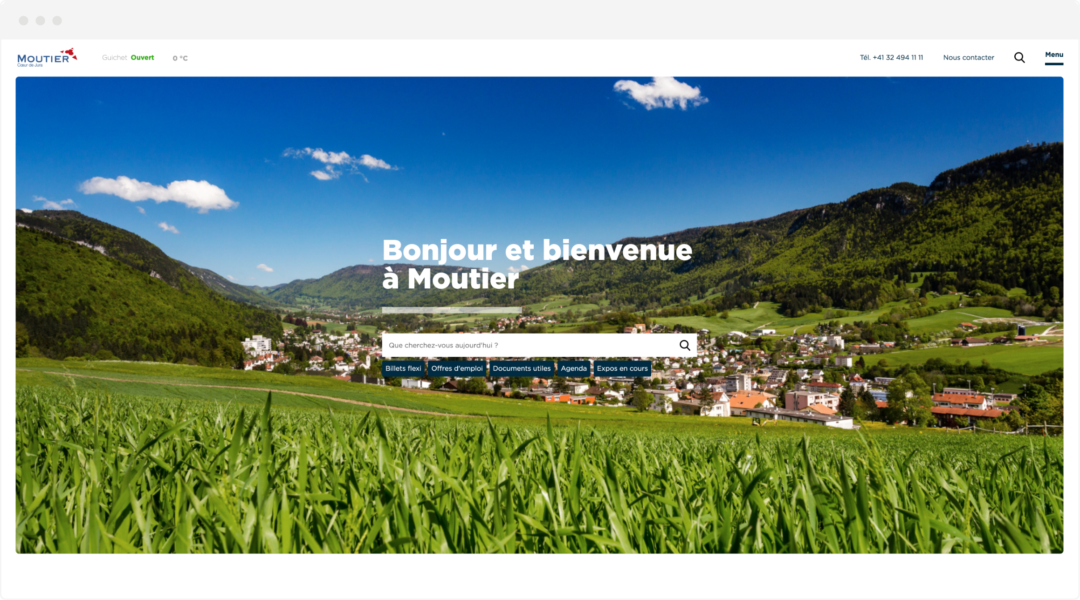 Barre de recherche présente sur la page d’accueil du site internet de Moutier