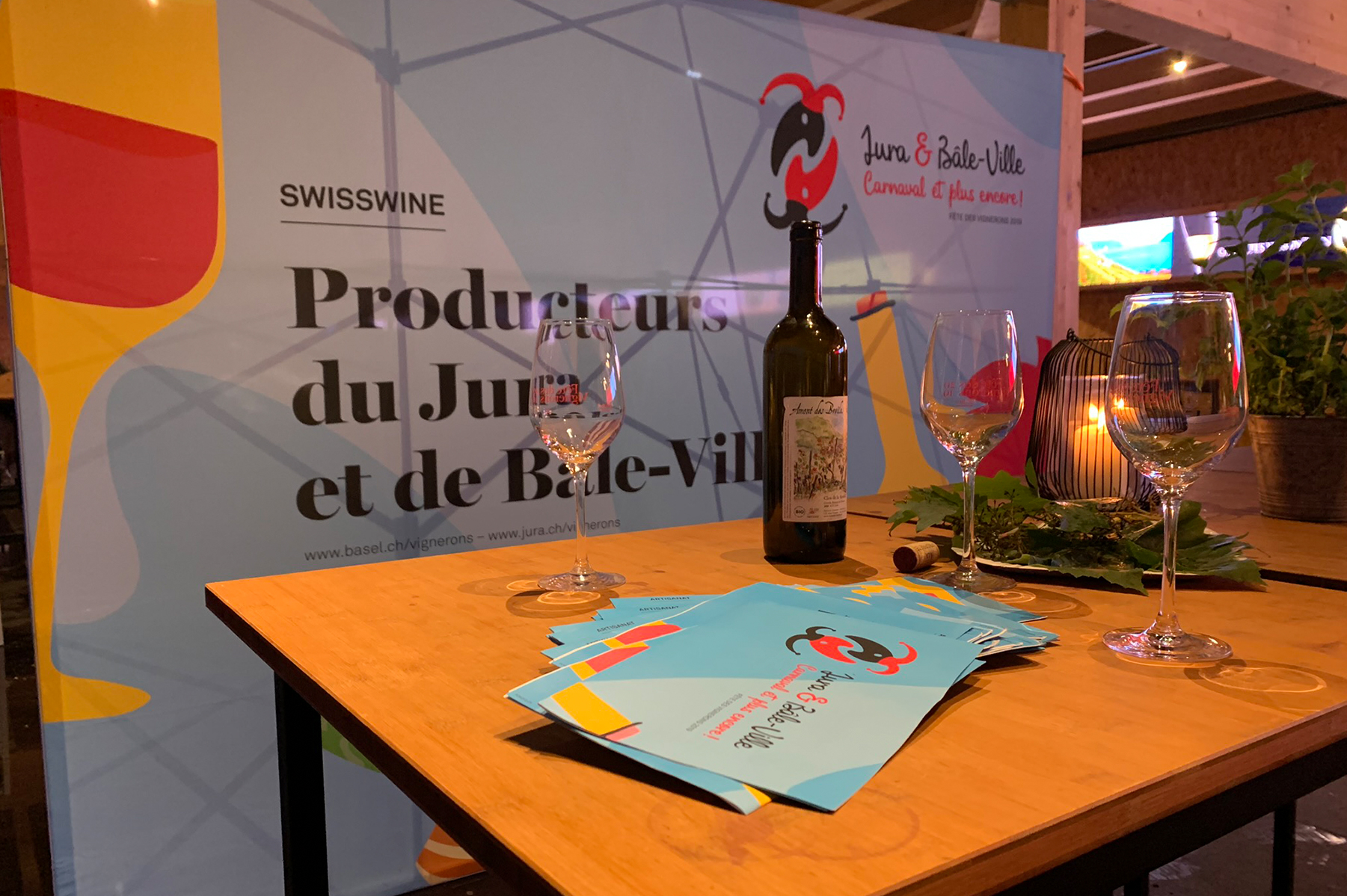 Sets de table flyers et stand à a Fête des Vignerons