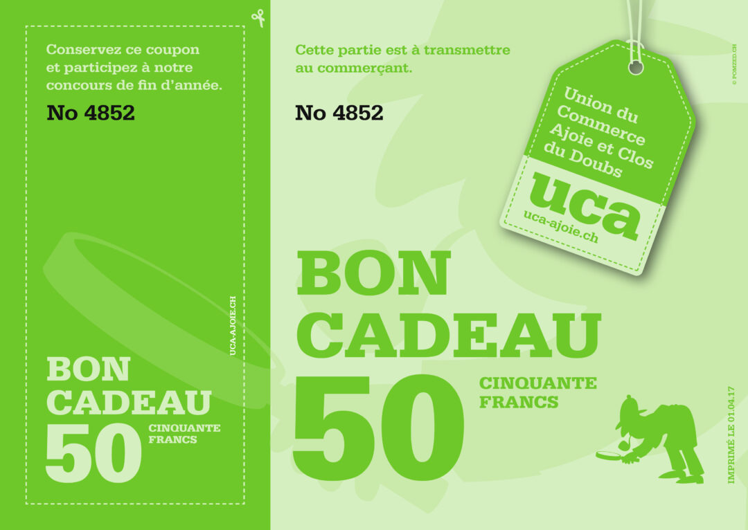 Bon cadeau UCA d'une valeur de 50 francs.