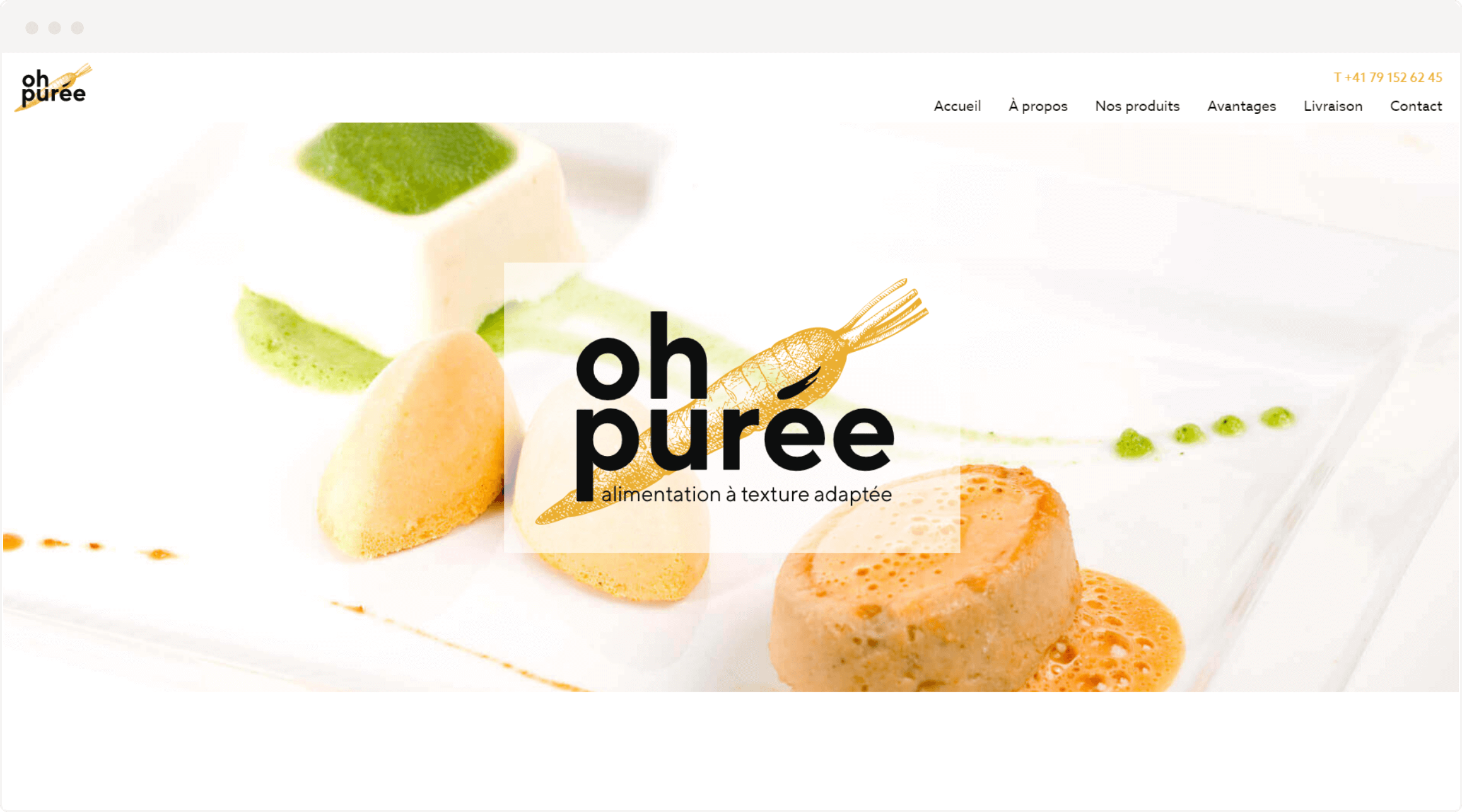 Aperçu de la page d'accueil du site internet de Oh purée!