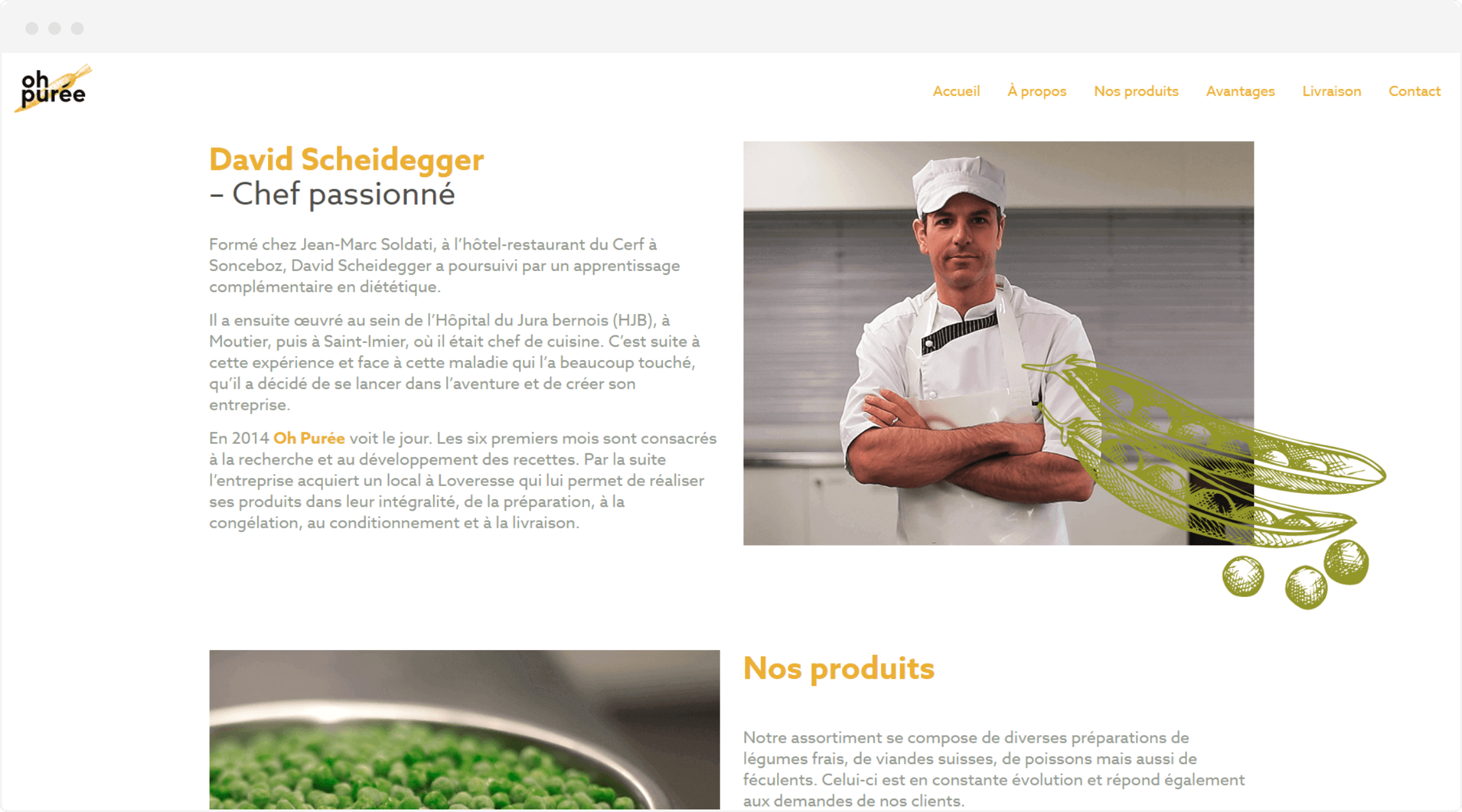 Aperçu de la présentation de David Scheidegger sur le site internet de Oh purée!