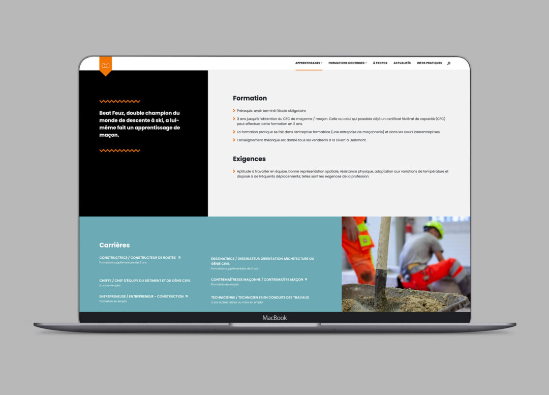 Page informations du site internet