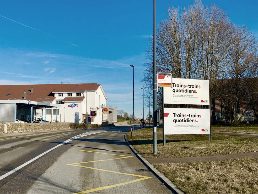 Affiche Saignelégier trains-trains quotidiens pour les CJ