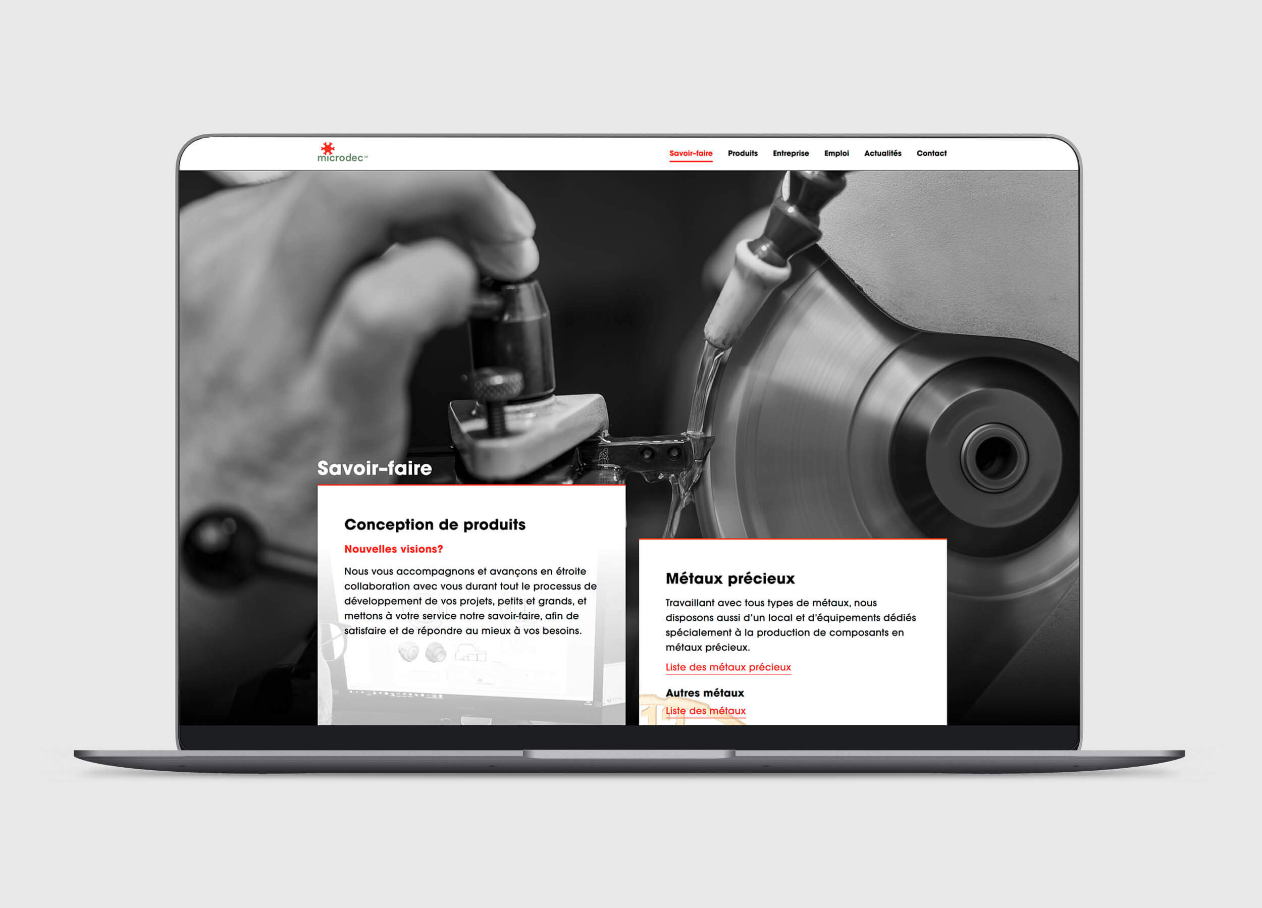 Page savoir-faire du site internet Microdec