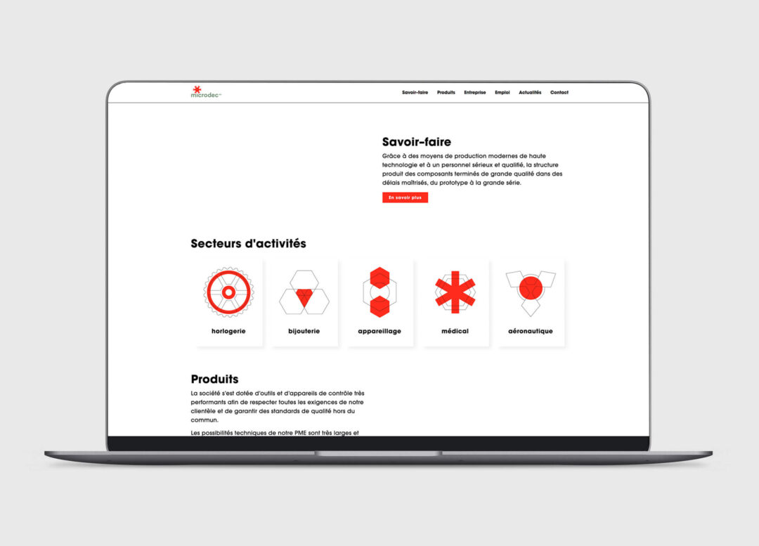 Page pictogrammes du site Microdec