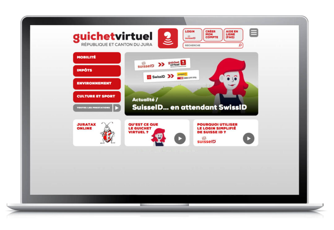 Capture d'écran du site internet du guichet virtuel du Canton du Jura