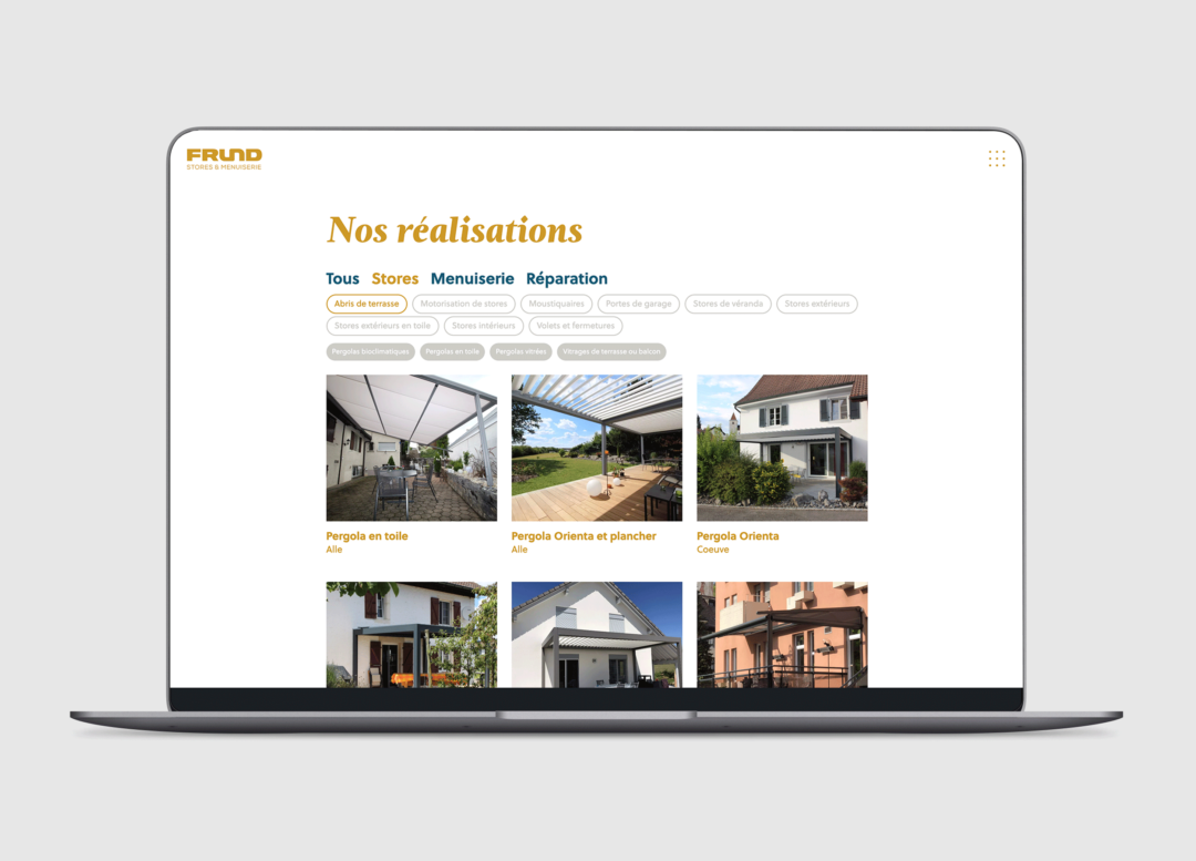 Portfolio du site web Frund
