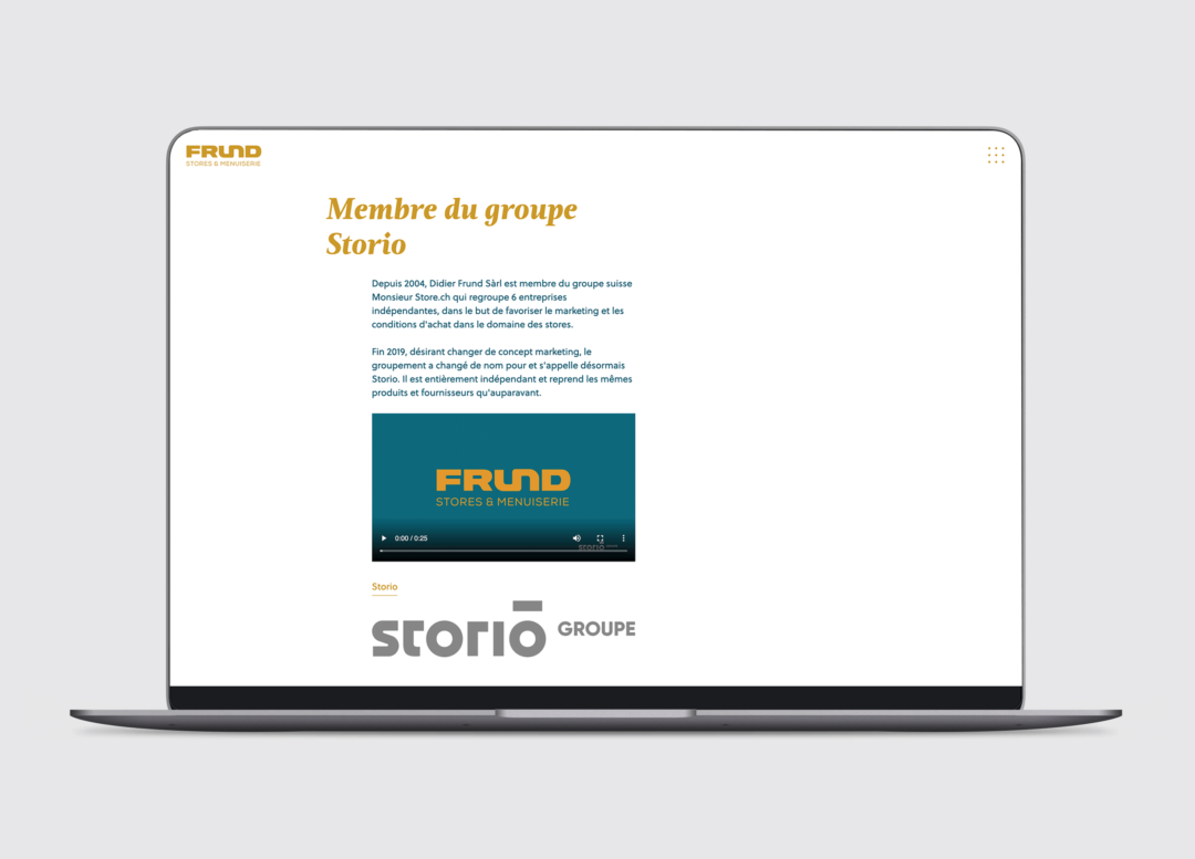 Site internet de Frund section Storio