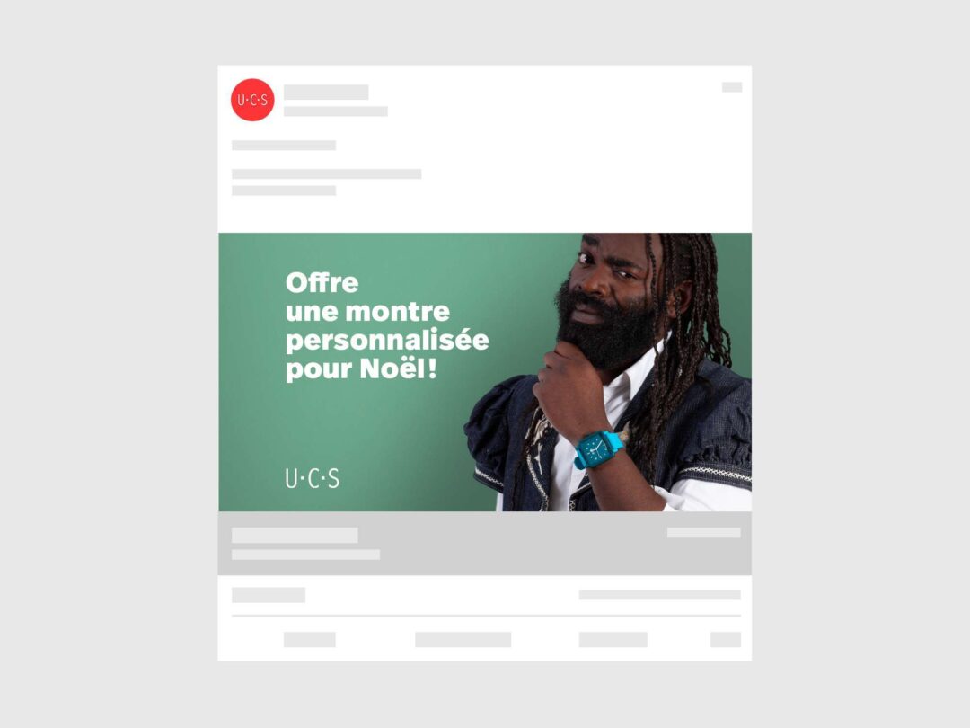 Publication promotionnelle Facebook pour les montres UCS - Noël 2020